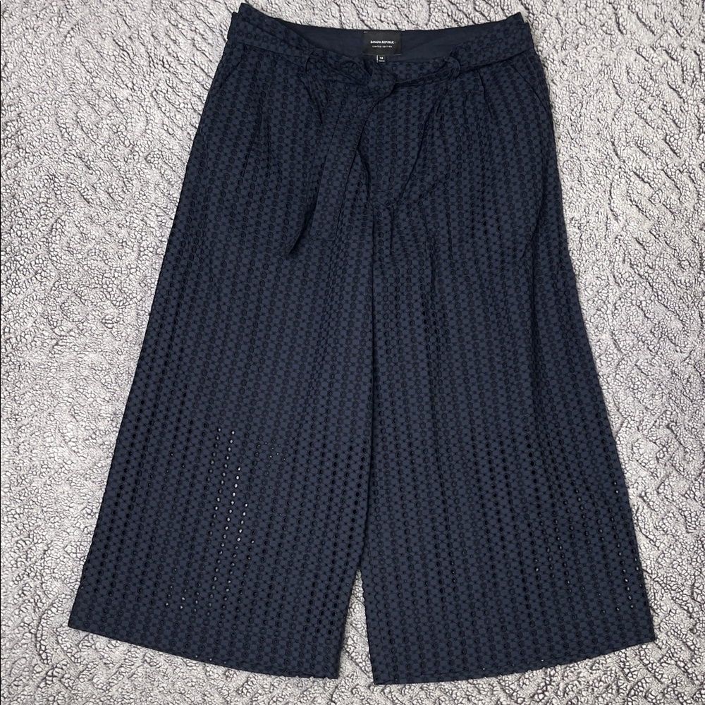 Banana Republic Blue Eyelet Culottes Pants